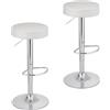 Baroni Home 2 Sgabelli Bar Girevole con Altezza Regolabile, Base Cromata con Poggiapiedi e Fondo Antigraffio, Sgabello Cucina, Ristorante, Penisola, Facile da Montare, 35x45x59-79 cm, Bianco, 2 Pezzi
