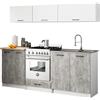 AKORD | Set di Mobili da Cucina Olivia 2m G1 | Cucina Completa Piccola | Componibile | su Misura 46 x 180 x 174 cm | Per un design moderno e Tradizionale | Bianco & Cemento Frontale