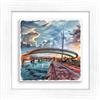 Lupia - Quadro Moderno con paesaggi e localismi Italiani, Ceramica e Stampa Rilievo, Cornice Legno Shabby Modern Bianca, Decorazione Parete, Quadretti Soggiorno, 29x29 cm, Pescara Ponte sul Mare