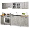 AKORD | Set di Mobili da Cucina Olivia 2.4m | Cucina Completa Piccola | Componibile | su Misura 46 x 240 x 203 cm | Per un design moderno e Tradizionale | Cemento
