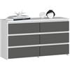 AKORD Cassettiera CL-100 6 (2 x 3) Cassetti | Moderna Mobiletto per Soggiorno Sala da Pranzo Camera da Letto | Armadio Cameretta | 35 x 100 x 57 cm | Bianco + Frontale Grigio Grafite