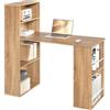 eSituro Scrivania Ufficio Compatta con Libreria Integrata - Design Salvaspazio per Studio/Camera, 120x55x122 cm, Rovere Naturale