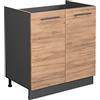 Vicco Mobile lavello cucina Fame-Line, Rovere dorato, 80 cm senza piano di lavoro, per la combinazione con altri moduli della serie Fame-Line