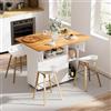 Ztexkee Tavolo da Pranzo Pieghevole Mobile Tavolo Cucina con Ruote con 1 grande mobile e 3 vano aperto Credenza per piccoli spazi Sala da pranzo Cucina 100 x 70 x 79 cm Arancione e bianco