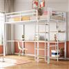 Huayz Letto a soppalco in metallo, 90 x 200 cm, multifunzionale, letto a soppalco con scrivania e ripiani