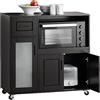 SoBuy Credenza Cucina Salvaspazio con Ruote, Mobile Cucina con Vano Microonde, Cassetto e Ante, Mobile Credenza Buffet Soggiorno Sideboard, Mobile da Cucina e Ingresso Nero 89 x 40 x 89.2 cm FSB78-SCH