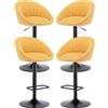 Ya-Home Set di 4 Sgabelli da Bar Sgabelli alti Cucina in Tessuto di Lino Sgabello Bar con Schienale Sedie da Bar Regolabile e Girevole per Cucina Penisola, Giallo