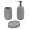 Inbagno Accessori Bagno da appoggio in Set Completo 3 Pezzi, Kit Accessori appoggio con Dispenser, portaspazzolini e Porta saponetta, in Ceramica, Linea Cup