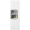 LIFEZEAL Mobile Bagno, Mobiletto Bagno Salvaspazio in Legno, 30x56x190cm, Armadietto Alto con 2 Ripiani Aperti e 4 Ante, Credenza Multiuso da Cucina e Soggiorno, Mobile Dispensa (bianco)