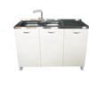 MABEL Mobile Sottolavello Cucina Bianco Organizer in Legno Nobilitato con Lavello da Appoggio in Acciaio Vasche a Sinistra con Gocciolatoio - L 120 cm x P 50 cm x H 83,5 cm