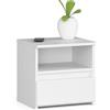 AKORD | Comodino Piccolo con un Cassetto e un Ripiano | Armadio Camera da Letto | Mobiletto Multiuso | Cassettiera Scrivania | Salvaspazio | 40 x 40 x 35 cm | 16mm Pannello laminato | Bianco