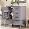 Lexiou 76 x 46 x 83,5 cm, mobile da bagno con lavandino, lavabo, completamente laccato, scaffale per porta, tre cassetti silenziosi, lavabo in ceramica integrato (grigio)