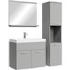 Badplaats B.V. Badplaats Set completo di mobili da bagno Montréal 60 x 35 cm Grigio Opaco - Mobili da bagno con lavabo, specchio e armadio da bagno
