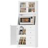 HOCSOK 163cm Credenza Cucina Alta, Dispensa Cucina Mobile Alto con 4 cassetti, Mobile Multiuso con Scaffale per Microonde Per Soggiorno, Sala da Pranzo, Bar, Bianco