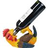 Brubaker Portabottiglie da vino Gallo assetato - Portabottiglie animali ubriachi - Portabottiglie divertente - Pollo della fattoria Figurina dipinta a mano Accessori per il vino Decorazione