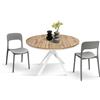 PAZZO DESIGN Tavolo Rotondo Allungabile Gabri, Tavolo Soggiorno, Cucina, Gambe Incrociate Shangay Bianche, Made in Italy, Rovere Rustico, da 120 a 170 cm - id_2177