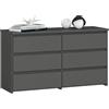 AKORD Cassettiera CL-100 6 (2 x 3) Cassetti | Moderna Mobiletto per Soggiorno Sala da Pranzo Camera da Letto | Armadio Cameretta | 35 x 100 x 57 cm | Grigio Grafite + Frontale Grigio Grafite