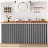 Aocet Tende Corte per La Cucina Tende Antipolvere per Armadietti e Armadio Aperto Pieghevole per la Privacy, Tenda per Scaffale con Gancio e Anello, Autoadesiva, Facile da Installare(Gray,Cabinet 120x80cm)