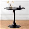 BenyLed Tavolo da Pranzo Rotondo, Tavolino da Pranzo Moderno Mid-Century con Piedistallo Base (Il Desktop è un Pannello Completo) (Nero, 70 * 70 * 75cm)