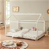 [en.casa] Letto per Cameretta a Forma di Casetta 120 x 200 cm Struttura Letto 1 Piazza e Mezza in Legno di Pino Stile Montessori - Bianco
