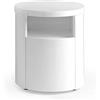 AC ANGEL CERDÁ Ángel Cerdá - Comodino Rotondo in MDF Laccato Bianco Lucido con Cassetto Soft-Closing - Design Moderno e Versatile per Camera da Letto - Ø48 x 55 cm
