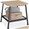 tectake® Tavolino Salotto 45,5x45x47 cm, Tavolino da salotto, Mobile Ingresso o Mobile Soggiorno, Ripiano in Rete, Mobiletto Salvaspazio, Camera, Ufficio, Soggiorno, Stile Industriale - Legno Chiaro