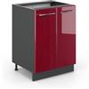 Vicco Mobiletto base cucina Fame-Line, Bordeaux lucido, 60 cm senza piano di lavoro, per la combinazione con altri moduli della serie Fame-Line