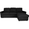 SAMIRA Divano letto angolare con contenitore, divano con chaise longue nero mod. Kennedy