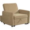 Brigros WeHome - Poltrona Letto Con Braccioli In Tessuto Con Piedini Neri, Poltrona Relax Trasformabile In Chaise Longue E In Letto Singolo, Pouf Poltrona Per Camera Da Letto E B&B (Tessuto, Taupe)