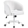 Yaheetech Poltroncina/Sedia da Ufficio Scrivania Ergonomica in Bouclé Imbottita a Rotelle Girevole Reclinabile Altezza Regolabile Bianco