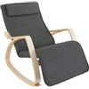 tectake® Sedia A Dondolo, Poltrona Relax Ergonomica, Poggiapiedi, Poltrona a Dondolo, Imbottita, Rivestimento Lavabile, Struttura In Legno, Salotto, Camera Da Letto, Ufficio, Studio - Grigio Scuro