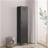 [en.casa] Armadio da Ufficio con Anta e Serratura Ripiani ad Altezza Regolabile Mobile in Acciaio da Spogliatoio con 3 Scomparti e Barra Porta Abiti 180 x 38 x 38 cm - Nero opaco