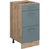 Vicco Mobiletto base per cucina R-Line, Grigio-blu, 40 cm con cassetti, senza piano di lavoro, per la libera combinazione all'interno di sistemi cucina modulari