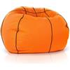 Green Bean© Basketball - Poltrona a sacco già riempita con 300 lt Perle EPS - bambini e adulti 110cm Cuscino gigante per sdraiarsi sedersi Sedia Lounge Poltrona per gaming Rivestimento Lavabile Bianco