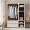 [en.casa] Armadio per Guardaroba Armadio per Camera da Letto Armadio Chiuso con Ante Bianche 6 Scomparti Laterali Asta Appendiabiti 2 Cassetti 176 x 120 x 52 cm MDF, Effetto Rovere