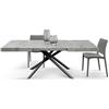 PAZZO DESIGN Tavolo Allungabile Desirè, Gambe Tubolari Incrociate Menego Nere, Made in Italy, Color Grigio Cemento, 140 x 90 x 74 - Id_2248