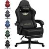 GTPLAYER Sedia da gioco in tessuto,ergonomica per computer,con poggiapiedi e supporto lombare, regolabile in altezza,per casa e ufficio,con sedile girevole a 360° e poggiatesta,carico 180 kg (nero)