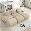 Bladez Divano moderno a 3 posti in velluto a coste, divano letto modulare con pouf ottomano, senza montaggio, divano imbottito Cloud combinabile, per soggiorno (beige, 3 posti+3)