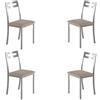 MOMMA HOME Set di 4 sedie - Modello PAMIS - Colore argento/beige - Materiale metallo/ecopelle - Misure 41 x 47 x 86 cm