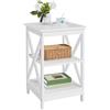 Yaheetech Tavolino da Caffè per Salotto Tavolino da Divano a 3 Ripiani Tavolo Lato in Stile Moderno per Ingresso Soggiorno Camera da Letto 40 x 40 x 61 cm Bianco