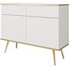 3E 3xE living.com Cassettiera, Bianco, gambe dorate, 107 x 85 x 39 cm