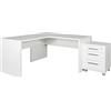 Composad | Ufficio Completo della Linea DISEGNO, Set di 2 Mobili e Allungo Scrivania, Mobili Ufficio, Scrivania, Cassettiera, Colore Bianco Laccato, Made in Italy