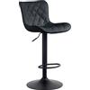 CLP Sgabello da bar Emma I Sgabello da bar regolabile in altezza I Sedia girevole a 360° con schienale per cucina e bistrot, Colore:nero, Materiale:Ecopelle