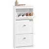 SoBuy Scarpiera slim con 3 ante ribalta 53x24x117cm per ingresso | Mobile salvaspazio per 12 paia in MDF E1 FSC, ripiani regolabili, maniglie eleganti, fissaggio a parete, bianco FSR94-W