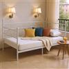 ZZINOKE Struttura per Divano Letto 90 x 190 cm, Divano Letto, Letto In Metallo, Struttura per Letto Singolo con Rete a Doghe, Soggiorno, Camera da Letto o Balcone, con Spazio Contenitore, Bianco