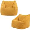 icon Natalia Pouf Bambini, Giallo, Set da 2, Velluto a Coste, Pouf Poltrona, Poltrona Sacco con Riempimento Incluso, Sedia Bambini, Mobili Camera da Letto