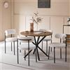 GrandCA HOME Set Tavolo e Sedie, Tavolo Rotondo da 100 cm + 4 Sedie Imbottite, Adatto per 4-6 Persone, (Marrone Scuro e Bianco)