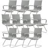 Ya-Home Set di 10 Sedia Cantilever Sedie Ufficio in Ecopelle Sedie da Reception per Sala Riunioni Sedia Visitatori con Braccioli per Ufficio, Conferenza, Sala d'attesa, Grigio