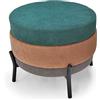 FRANKYSTAR HAMBURG - Pouf rotondo a 3 stati in PU/velluto/lino (Pink)