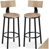tectake® Set 2 Sgabelli da Bar, Altezza Regolabile, Schienali Grandi, Struttura in Acciaio, Seduta in Legno, Comodi, per Isola Cucinae bancone bar, Capacità 120kg - Industriale Chiaro Rovere Sonoma